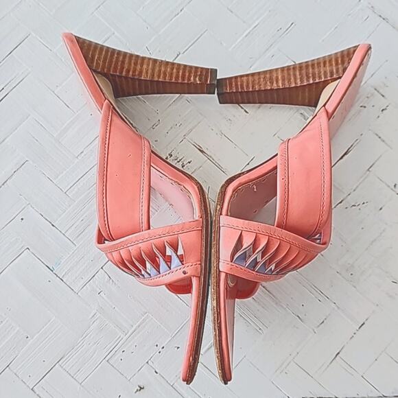 Circa Joan&David Pink and Blue Criss Cross Twisted Leather Heels Womens Size 8.5 - Picture 3 of 13